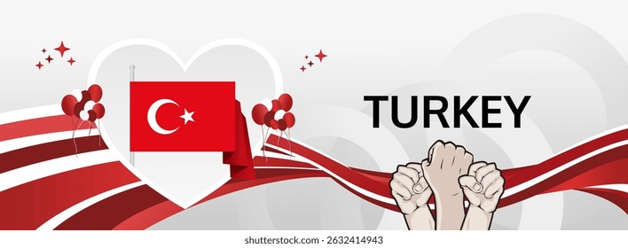 Turkey National Day modern greeting banner. 29 October Happy Republic Day. Festive horizontal background with flag colors, great for carnival poster, tourism campaign, holidays flash sale