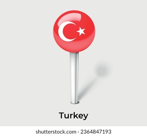 Turkey national flag map marker pin icon illustration