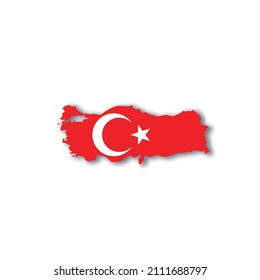Turkey national flag in a shape of country map