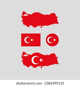 Mapa nacional de Turquía y vectores de bandera establecidos......