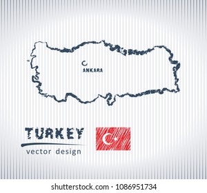 Turkey national vector drawing map on white background