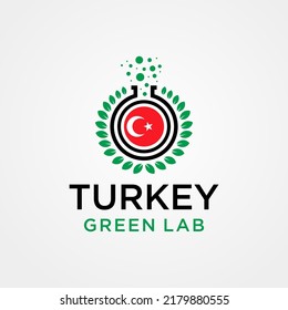 Turkey Nature Lab Logo Design Concept Vector. Creative Lab with leaf Logo Template. Icon Symbol