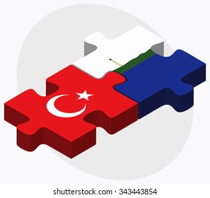 Turkey and Navassa Island Flags in puzzle isolated on white background