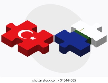 Turkey and Navassa Island Flags in puzzle isolated on white background