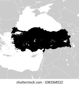 Turkey with neighboring European countries. high detailed vector map - monocrome