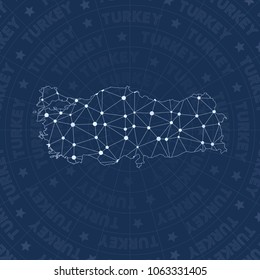 Turkey network style country map. Eminent space style, modern design for infographics or presentation.