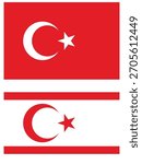 Turkey and Northern Cyprus Flags Set. Vector illustration.
