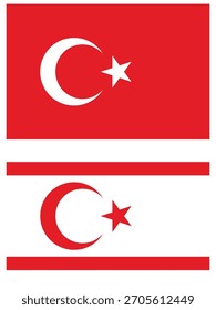 Turkey and Northern Cyprus Flags Set. Vector illustration.