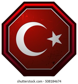 Turkey Octagonal Emblem, Vector Illustration.