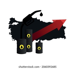 turkey oil hike. turkey map and oil. editable vector illustration.

