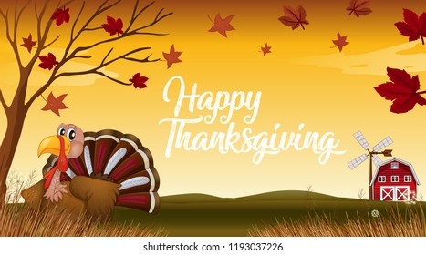 Ilustración de fondo de turquía en otoño
