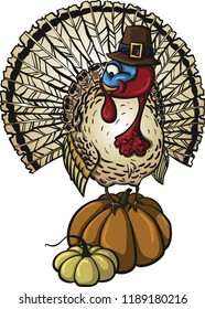 Turkey on top of the pumpkin