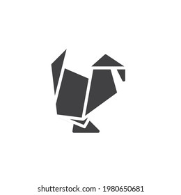 Turkey origami vector icon. filled flat sign for mobile concept and web design. Paper turkey bird glyph icon. Symbol, logo illustration. Vector graphics