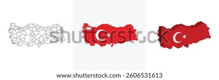 Turkey outline, fill with flag and 3d map