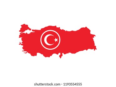 Turkey outline map country shape state borders national symbol flag