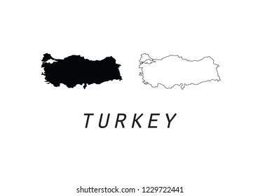 Turkey outline map country shape national borders 