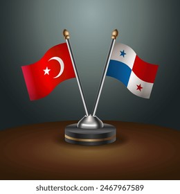 Turkey and Panama table flags relation with gradient backgrund. Vector Illustration