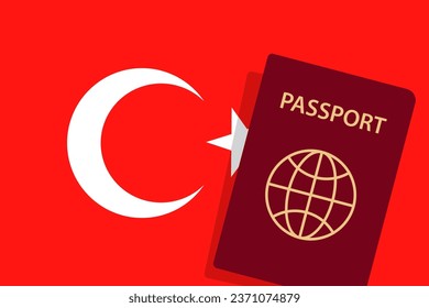 Turkey Passport. Turkish Flag Background Vector