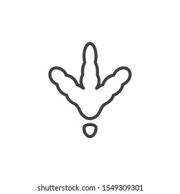 Turkey paw print line icon. linear style sign for mobile concept and web design. Turkey bird footprint outline vector icon. Symbol, logo illustration. Vector graphics
