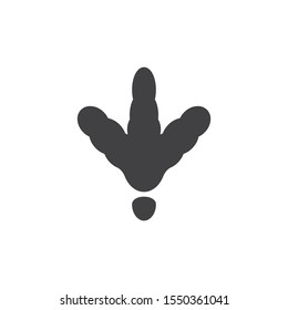 Turkey paw print vector icon. filled flat sign for mobile concept and web design. Turkey bird footprint glyph icon. Symbol, logo illustration. Vector graphics