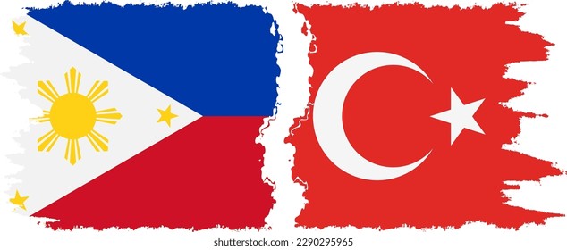 Turkey and Philippines grunge flags connection, vector