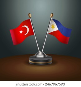 Turkey and Philippines table flags relation with gradient backgrund. Vector Illustration