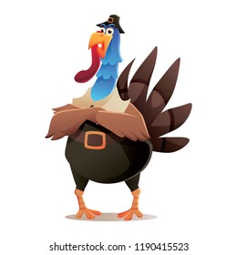 TURKEY WITH PILGRIM CLOTHES CHARACTER DESIGN