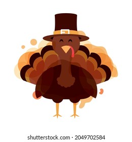 turkey with pilgrim hat icon style