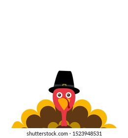 Turkey Pilgrim in on Thanksgiving Day on white background funny 