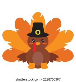 Turkey pilgrim vector cartoon illustration