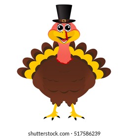 Turkey Pilgrimin hat on Thanksgiving Day, vector illustration