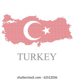 Turkey pixel map and flag vector