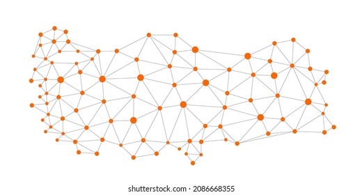Turkey polygon map abstract vector. Low poly style vector map of Turkey. Connected dots style.