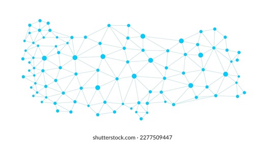 Turkey polygon map abstract vector. Low poly style vector map of Turkey. Connected dots style.