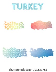 Turkey polygonal map. Mosaic style maps collection. Bright abstract tessellation, geometric, low poly, modern design. Turkey polygonal maps for infographics or presentation.