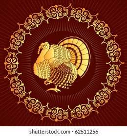 Turkey postcard.Vector thanksgiving background