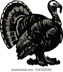 Turkey poultry. Emblem, vintage engraving vector illustration. Monochrome, black and white