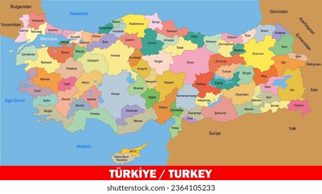 turkey provinces map with borders