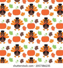 Turkey and pumpkin pattern for thanks giving card or gift wrap