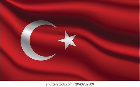 Türkei Realistisches modernes Flag Design. Vektorgrafik. Es wird für Hintergrund, Textur oder Banner verwendet.