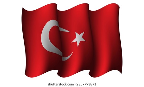 turkey realistic waving flag design vector illustration suitable for element on poster design, template and social media post design