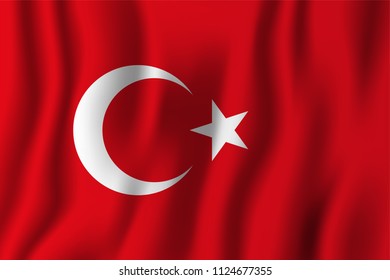 Turkey realistic waving flag vector illustration. National country background symbol. Independence day.
