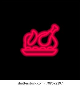 Turkey red glowing neon ui ux icon. Glowing sign logo vector