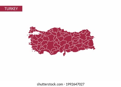 Turkey red map detailed vector.