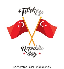 turkey republic day card with flags