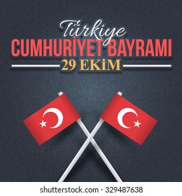 Turkey Republic Day Concept National Celebration Card, Badge, Banner or Poster Vector Design - English "Turkey, Republic Day, 29 October" 
