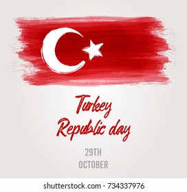 Turkey Republic day. Holiday background with watercolor imitation Turkey flag. 29 October.
