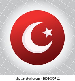 turkey republic day, round flag national patriotism grid gray background vector illustration