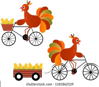 Turkey Riding Bicycles Vectors