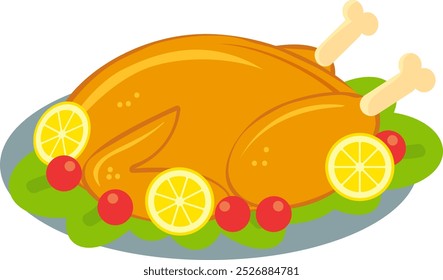 Turkey Roast Thanksgiving Vector Illustration
